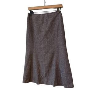 LOFT Wool Silk Blend A Line Midi Skirt Gray Size 0